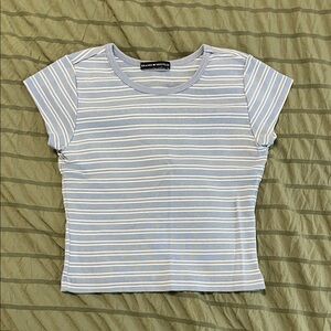 Brandy Melville Light Blue and White Striped Tee